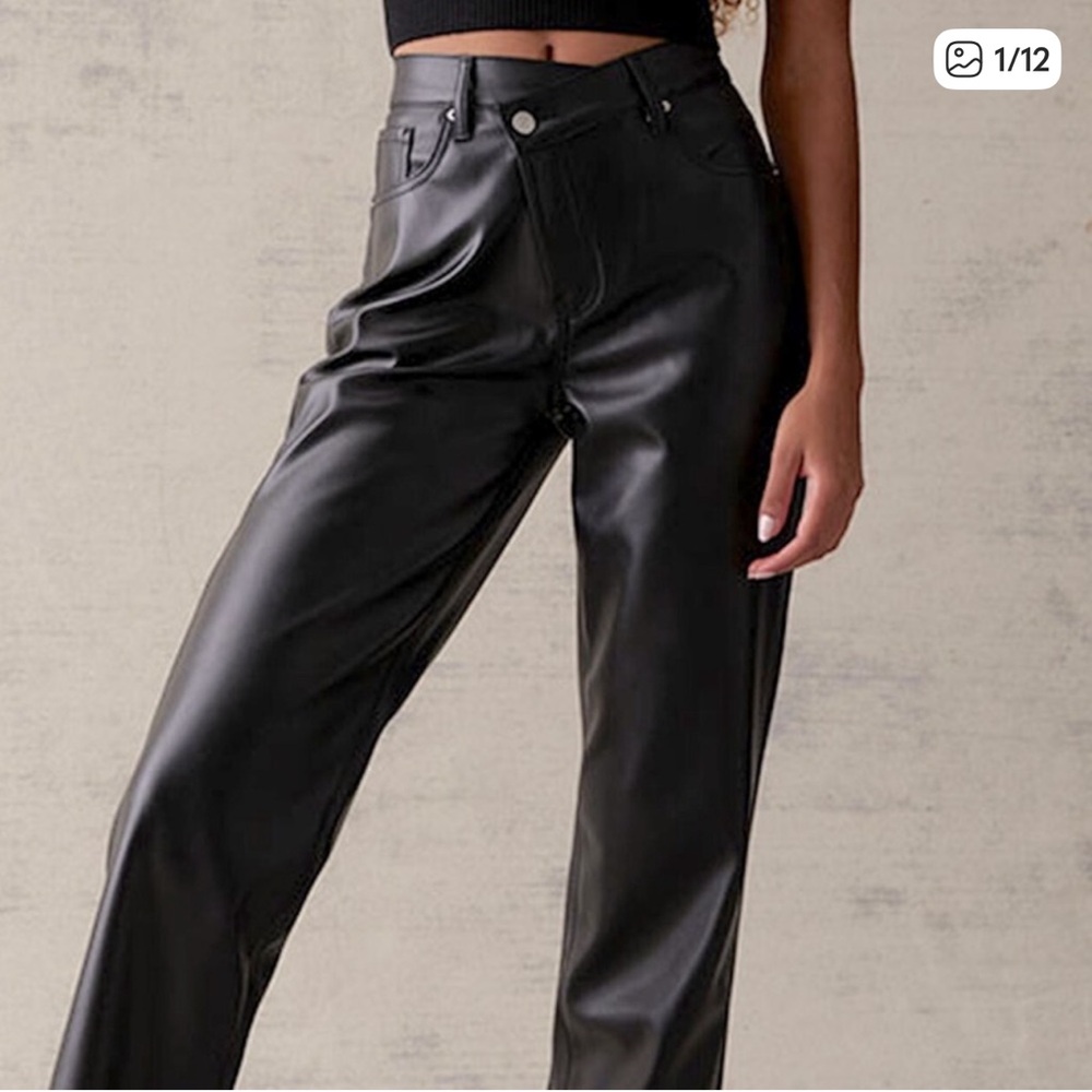 PacSun Shiny Black Faux Leather Jeans